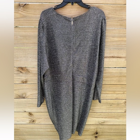 NWT Michael Kors Black Silver Sparkle Lurex Evening Occasion Dress Size 2X - Picture 4 of 4